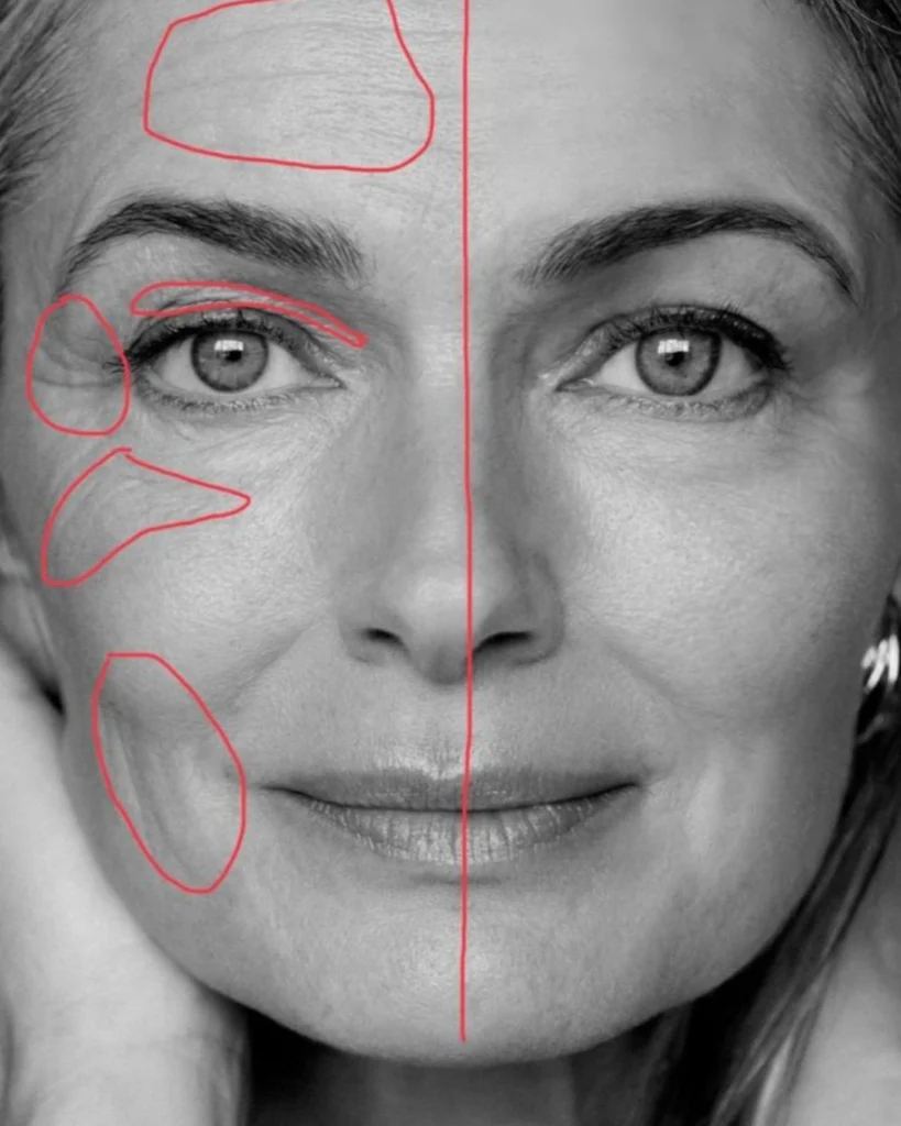 Comparación antes y después del ácido hialurónico en el rostro, mostrando su efecto rejuvenecedor y reafirmante.