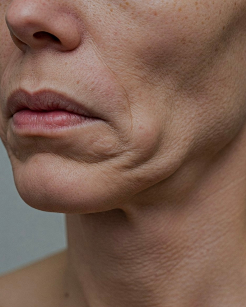 Rostro femenino con piel firme y redefinida tras tratamientos faciales no invasivos para combatir la flacidez.