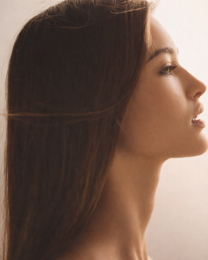 Primer plano de un rostro con piel rejuvenecida y luminosa tras un tratamiento con polinucleótidos en medicina estética regenerativa.